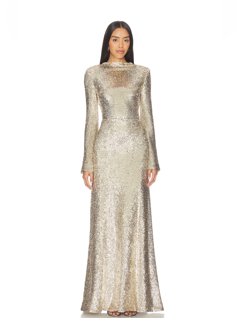 Beatrice Long Sleeve Gown in Gold